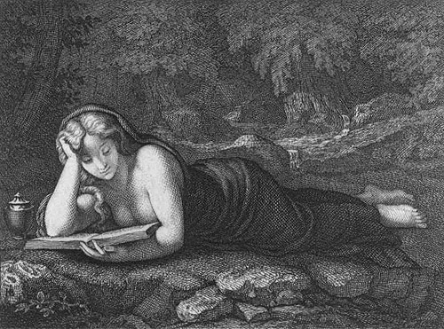 Grabado de Hugo Bürkner a partir del cuadro de Correggio del Museo de Dresde, c. 1855 