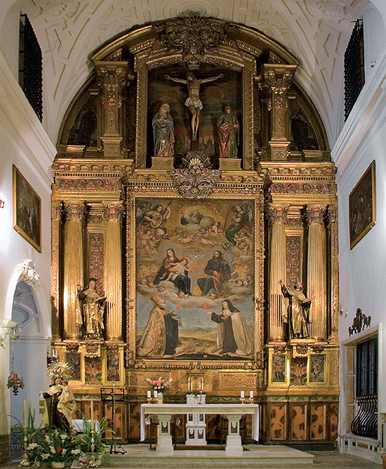 Alonso García Becerro: Retablo mayor de la iglesia conventual de carmelitas descalzas de San José, Toledo, 1641. Lienzo principal de Antonio Pereda.