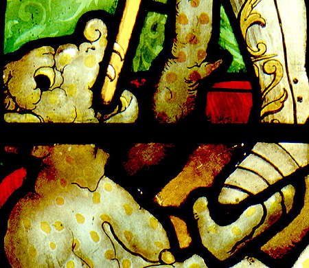 Detalle de demonio en la vidriera del Museo Lázaro Galdiano