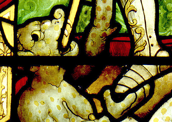 Detalle de demonio en la vidriera del Museo Lázaro Galdiano