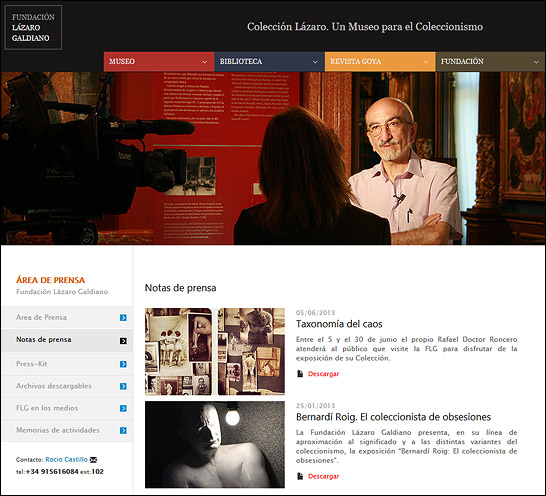Sección Área de prensa de la nueva web de la FLG