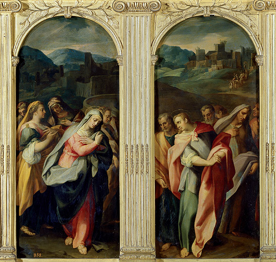 Gregorio Martínez: "Santas mujeres y Santos apóstoles", hojas del tríptico, ca. 1581. Museo Nacional del Prado.