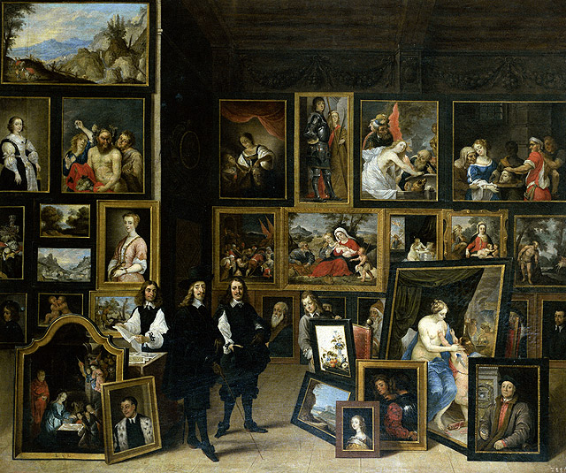 DAVID TENIERS: "El archiduque Leopoldo Guillermo visitando su colección de pinturas de Bruselas", 1651-1653. Museo Lázaro Galdiano, Madrid