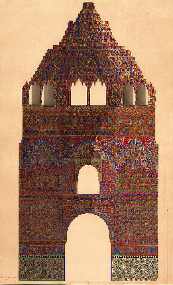 Manuel Ruiz de Ogarrio: "Sala de las Dos Hermanas", sección, 1840-1843. "Dibujos árabes del Real Palacio de la Alhambra de Granada", Real Biblioteca, Madrid. © Patrimonio Nacional.