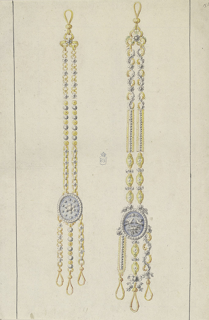 "Diseño para châtelaine", finales del siglo XVIII-principios del XIX. Biblioteca Nacional de España, Madrid.