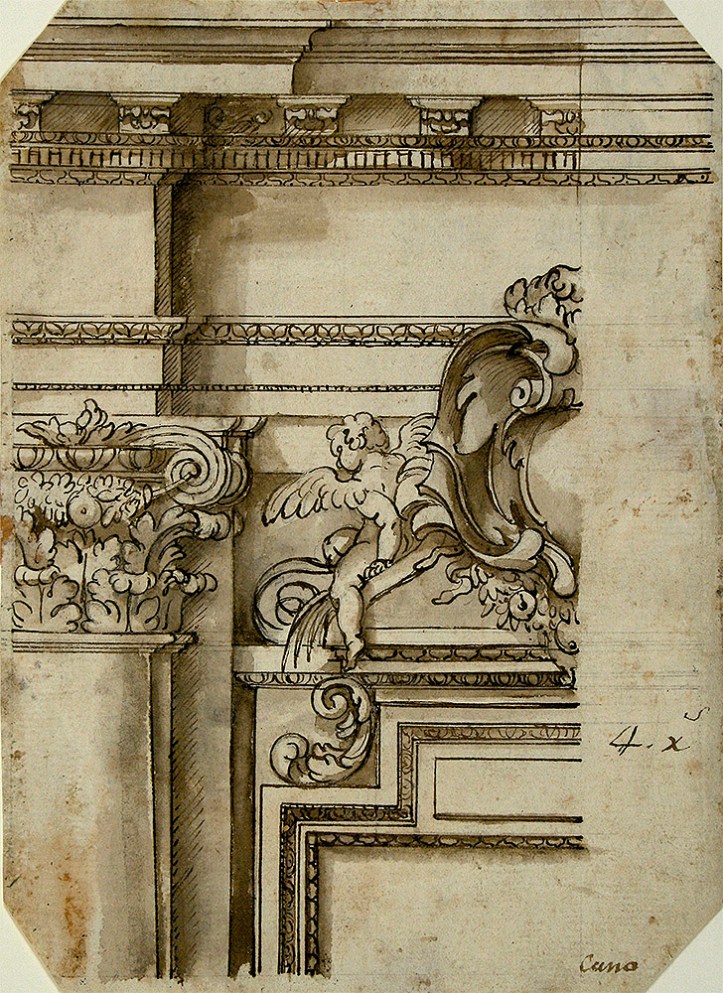 Alonso Cano: "Dibujo de detalle arquitectónico", ca. 1655-1660. Biblioteca Lázaro Galdiano, Madrid.