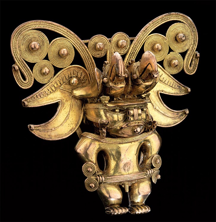 Representación del humano-murciélago en la orfebrería Tairona de la Sierra Nevada de Santa Marta. (Foto: Clark M. Rodríguez, Museo del Oro, Banco de la República).