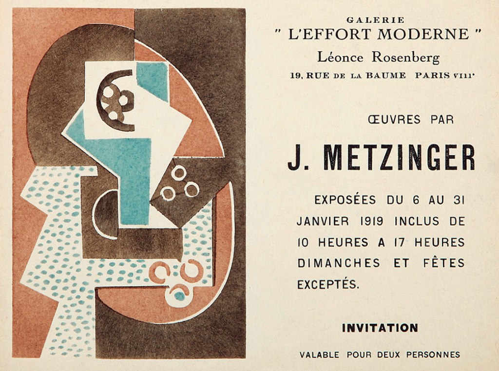 Invitación de la exposición dedicada a Jean Metzinger en la Galerie L’Effort Moderne, 1919.