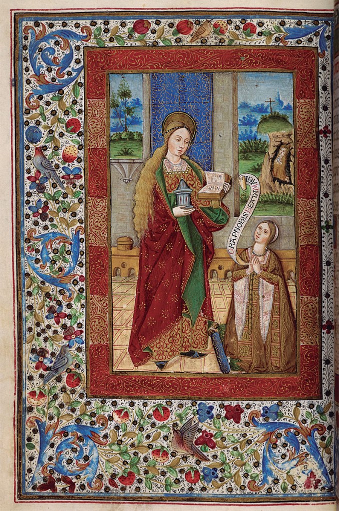 "Libro de Horas". Londres, British Library, Add. ms. 18.193, fol. 143v, fines del siglo XV. María Magdalena y donante.