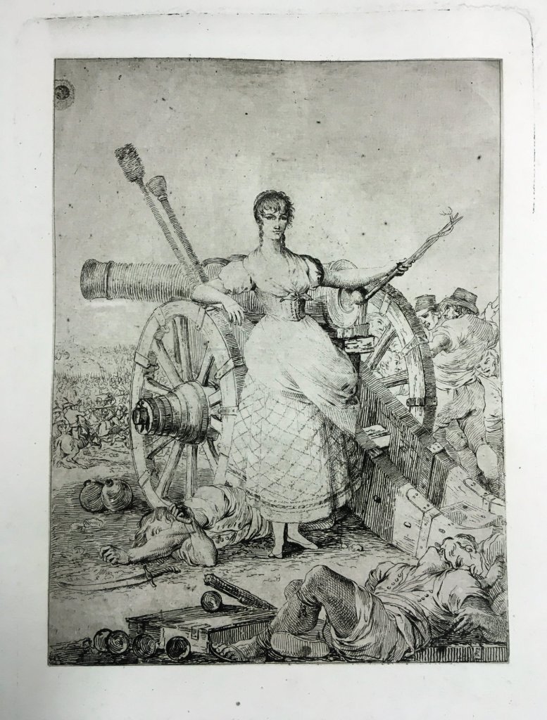 Juan Gálvez. Agustina de Aragón. Cádiz, 1812-1813. Aguafuerte sobre papel con filigrana en forma de venera y letras “N.0”. Prueba de estado antes de la letra. Inv. 14849-073 Juan Gálvez. Agustina de Aragón. Cádiz, 1812-1813. Aguafuerte sobre papel con filigrana en forma de venera y letras “N.0”. Prueba de estado antes de la letra. Inv. 14849-073