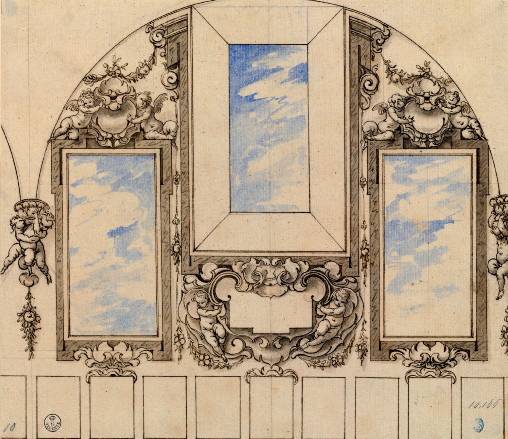 Sebastián de Herrera Barnuevo: Diseño para decoración de yeserías y decoración mural, 1663. Gabinetto Disegni e Stampe degli Uffizi, Florencia.