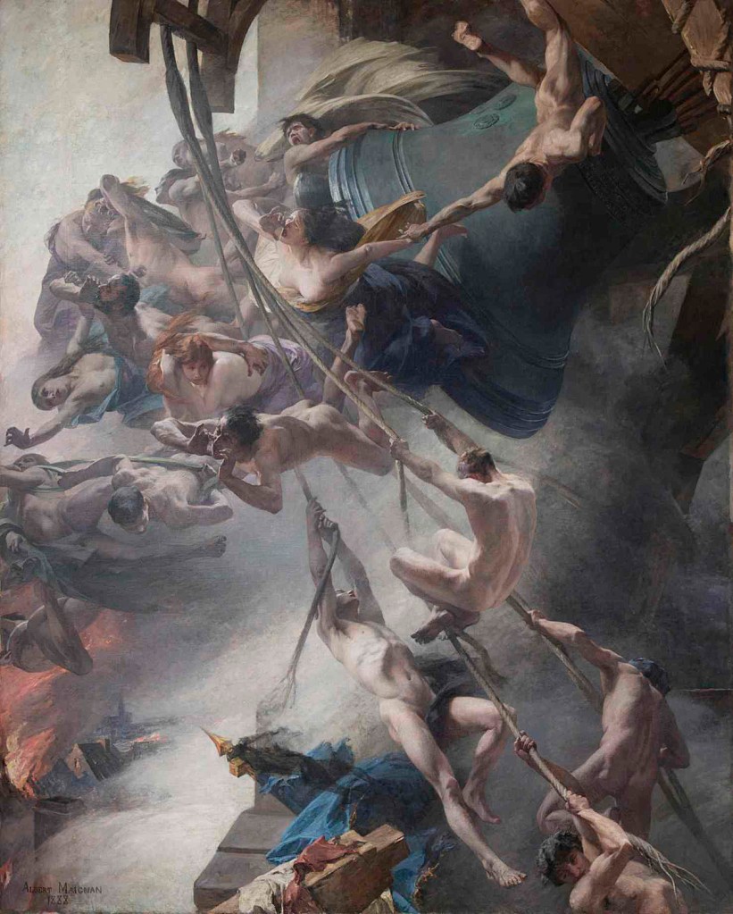 Albert Maignan. "Les voix du Toisin". 1882-1888. Óleo sobre lienzo, 5,50 x 4,50 m. Musée de Picardie