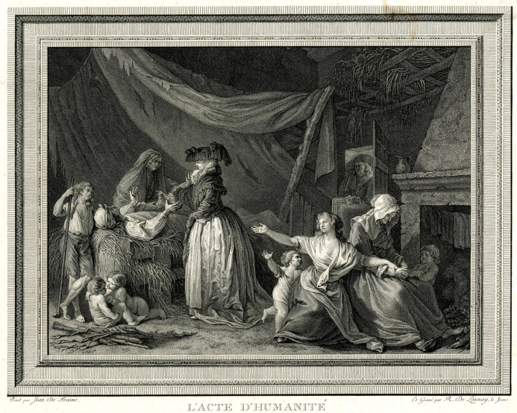 Robert de Launay (grabador), Jean Florent Defraine (pintura): "L'Acte d'Humanité". Ca. 1786. The British Museum