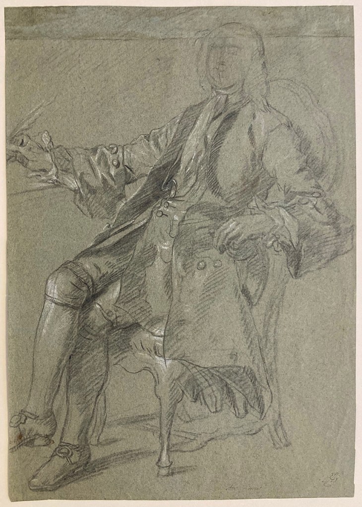 Fig. 3. Antonio González Ruiz. Estudio para retrato masculino. Lápiz negro y clarión sobre papel. 373 x 265 mm. Museo Lázaro Galdiano. Inv. 10235