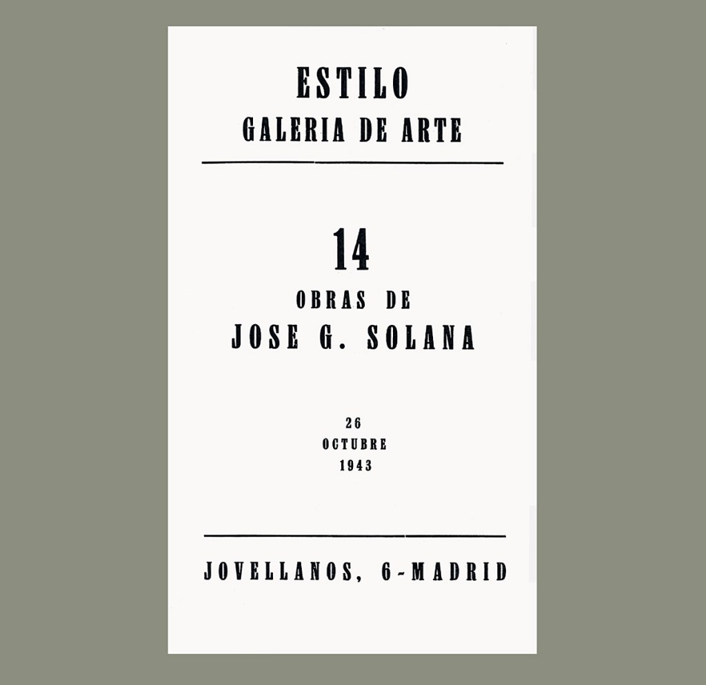 Cubierta del catálogo, exposición de José Gutiérrez Solana, Estilo, 1943. Archivo de la galería