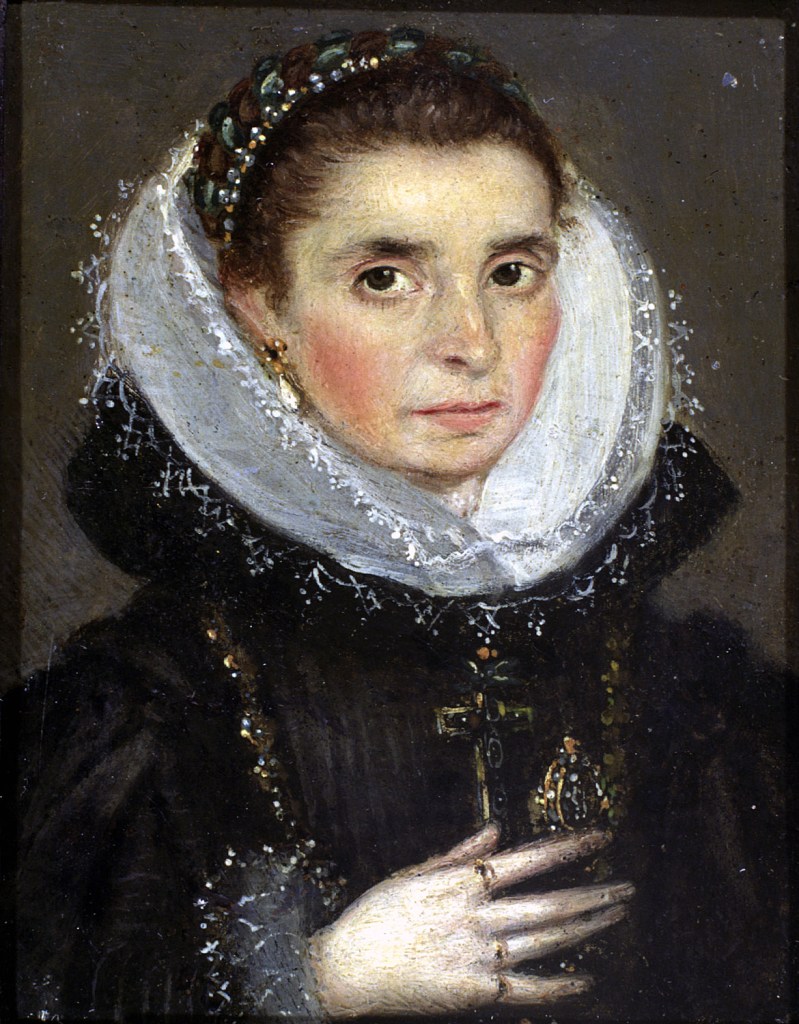 Retrato femenino. Hacia 1585. Óleo sobre cobre, 77 x 60 mm. Inv. 3688, Museo Lázaro Galdiano