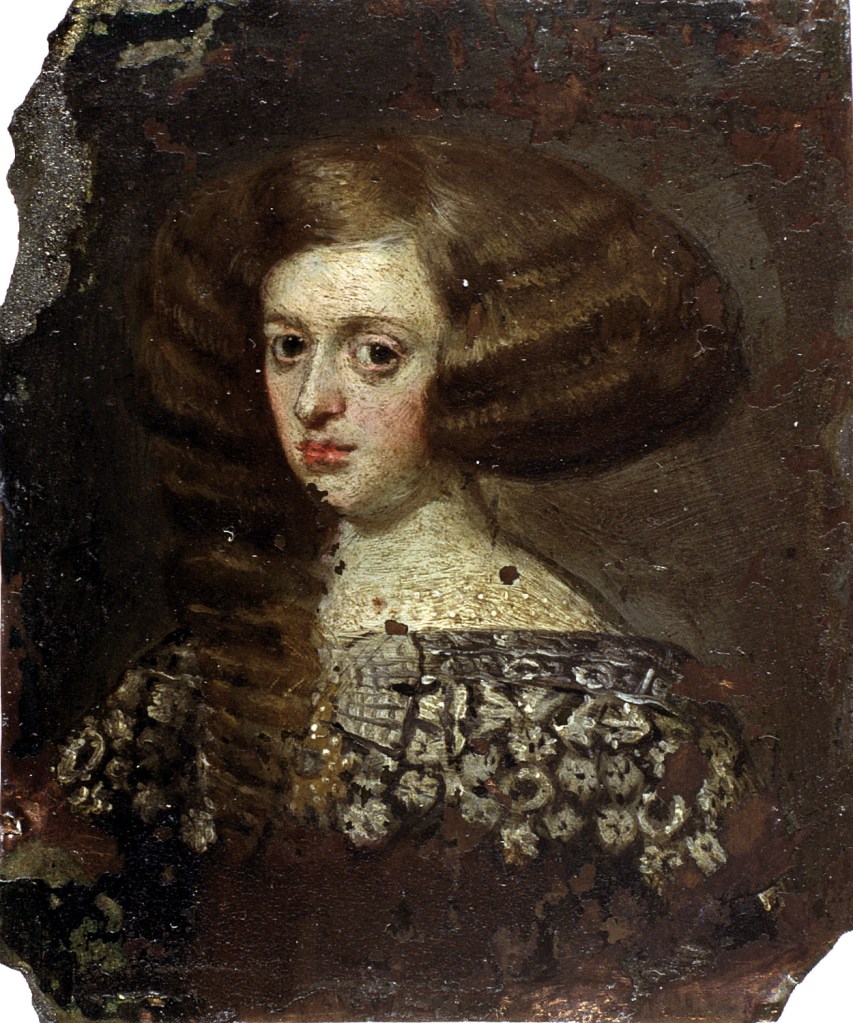 Retrato de la Reina Mariana de Austria (?), hacia 1650. Óleo sobre cobre, 76 x 63 mm. Inv. 4788. Museo Lázaro Galdiano