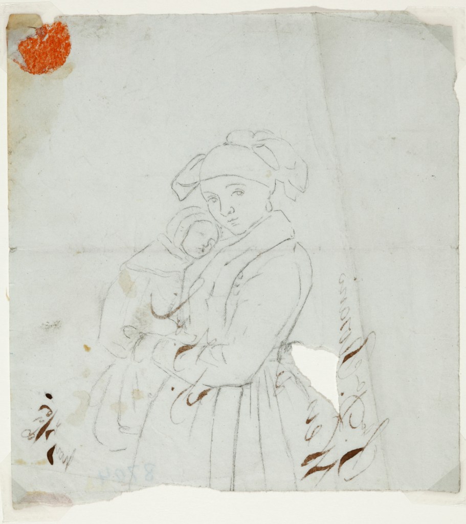 Fig. 4. Rosario Weiss. La pasiega. 1839. Lápiz negro sobre papel, 144 x 135 mm. Museo Lázaro Galdiano. Inv. 8704