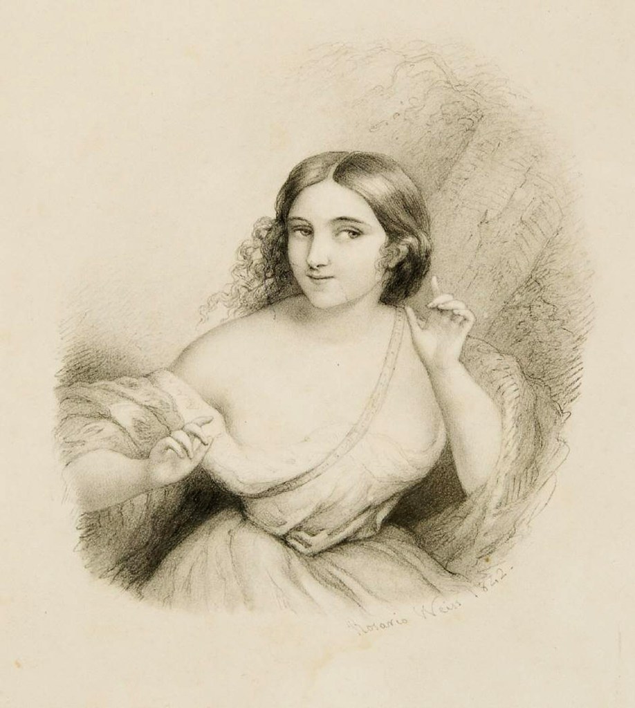 Fig. 6. Rosario Weiss. Alegoría de la atención (autorretrato). 1842. Lápiz sobre papel, 155 x 140 mm. Museo Nacional del Romanticismo. CE7126.
