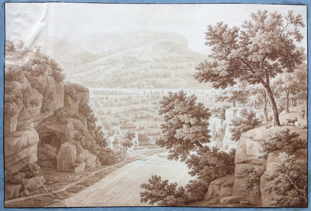 Fig. 16. Paisaje montañoso. 1817. Tinta y aguada, 251 x 372 mm. Inv. 09999