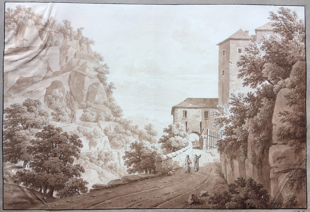 Fig. 14. Acceso a una ciudadela. 1817. Tinta y aguada, 250 x 370 mm. Inv. 09996