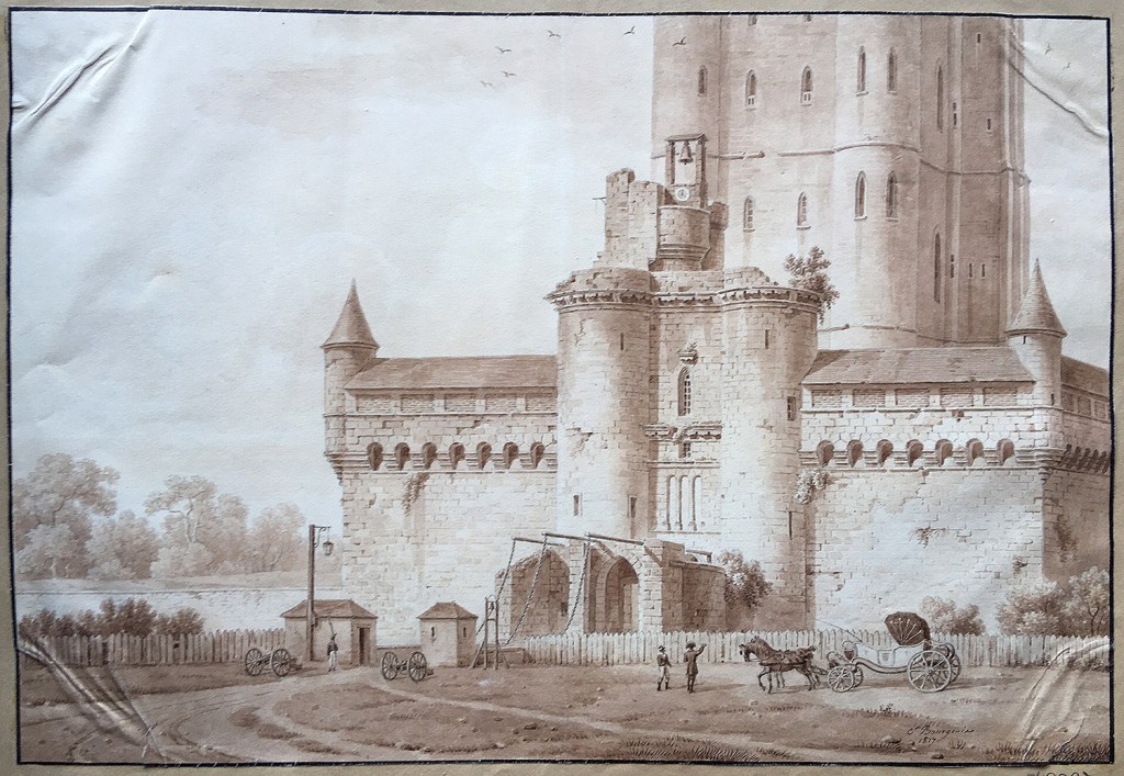 Fig. 5. Constant Bourgeois. Castillo de Vincennes, Francia. 1817. Tinta y aguada, 268 x 390 mm. Inv. 09997