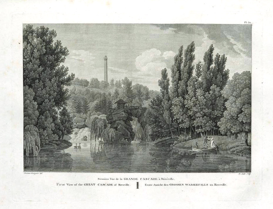Fig. 8. De Saulx (grabado) y C. Bourgeois (dibujo). Première vue de la grande cascade de Méréville. 1808