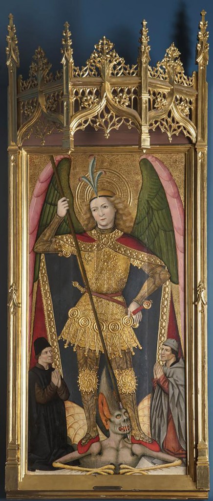 San Miguel Arcángel con dos donantes. Círculo de Domingo Ram y Juan Rius, 1465-1480. Museo Lázaro Galdiano. Inv. 02542